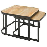 DOHÁNYZÓASZTAL SZETT fa 60/60/40 cm   - fekete/világosbarna, Modern, fa/fém (60/60/40cm) - MID.YOU