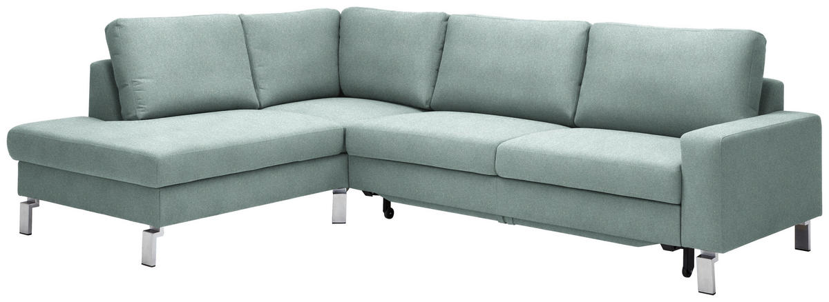 ECKSOFA in Flachgewebe Blaugrau  - Chromfarben/Blaugrau, Design, Textil/Metall (200/276cm) - Hom`in