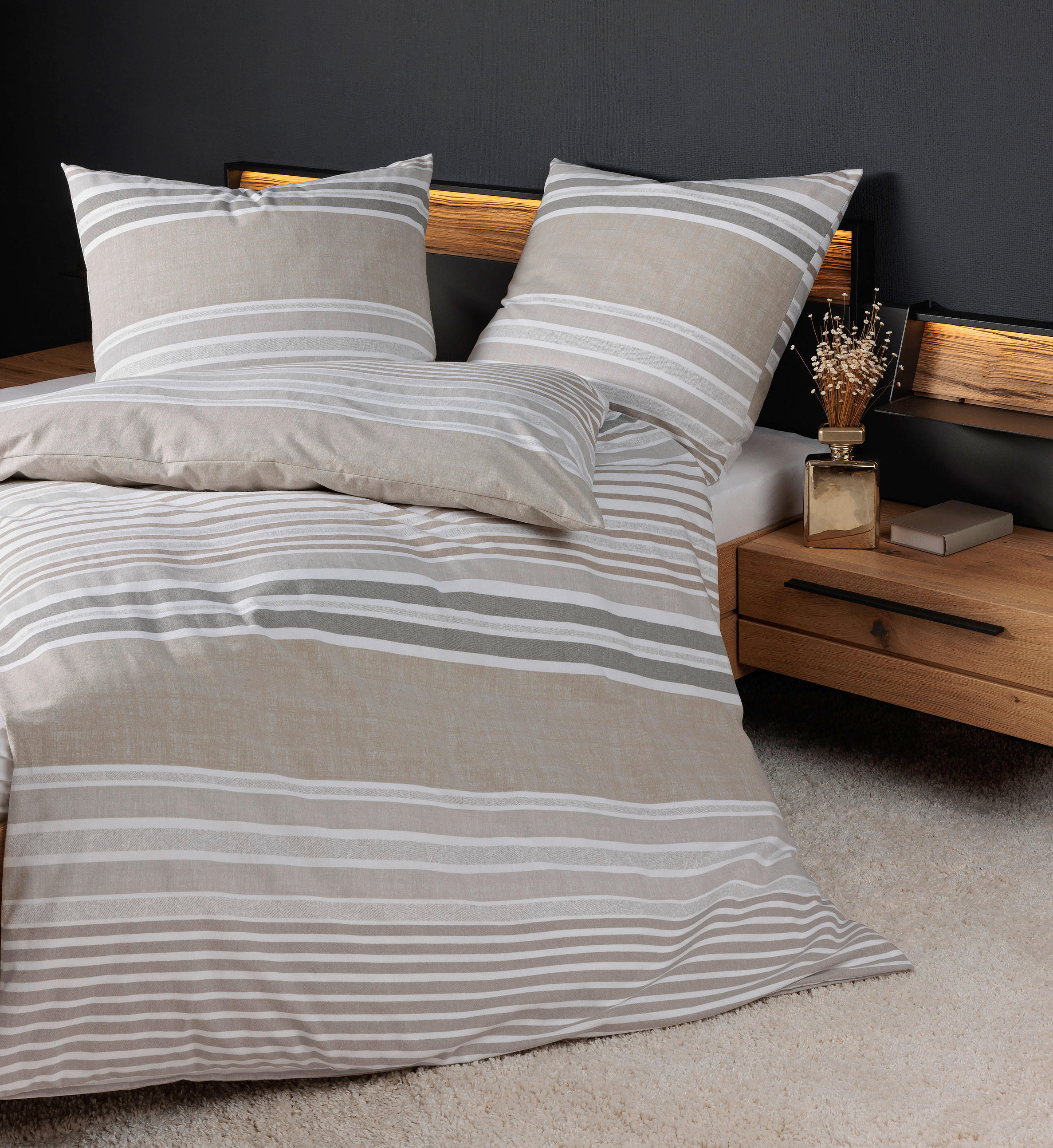 BETTWÄSCHE Biber 135/200 cm  - Hellbraun, Design, Textil (135/200cm) - Janine