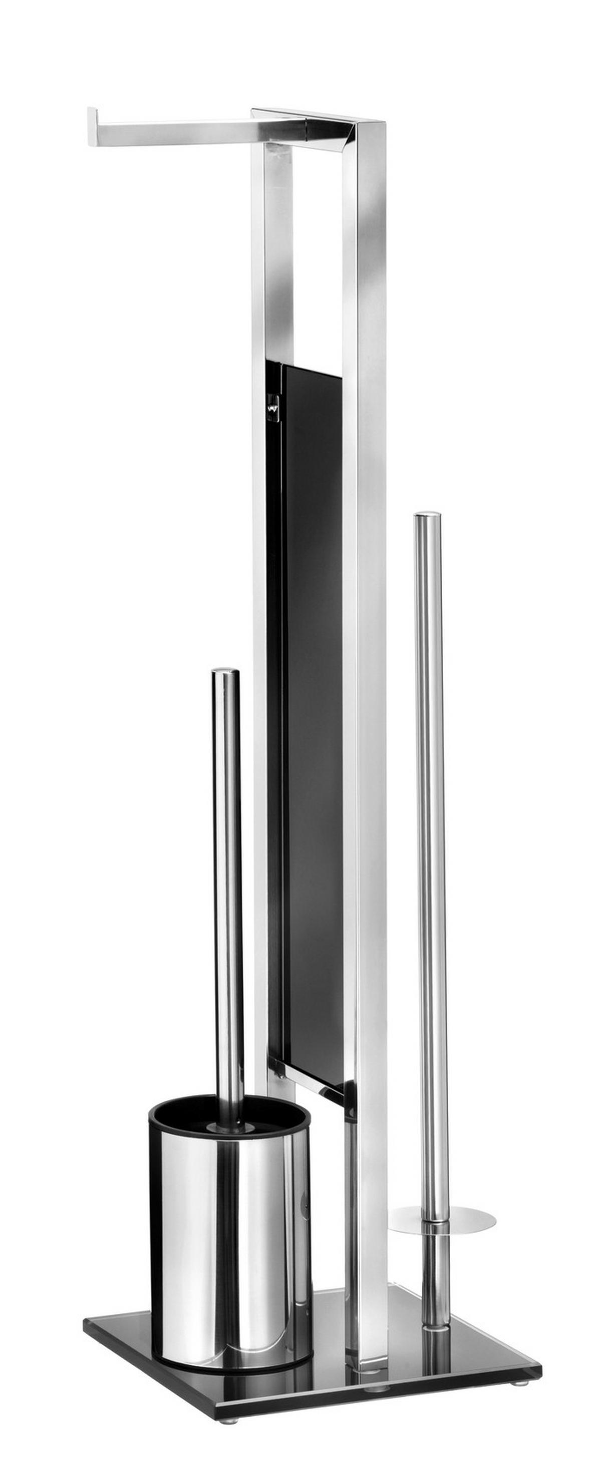 WC-BÜRSTENKOMBINATION - Edelstahlfarben/Schwarz, Basics, Glas/Kunststoff (18/70/23cm) - Wenko
