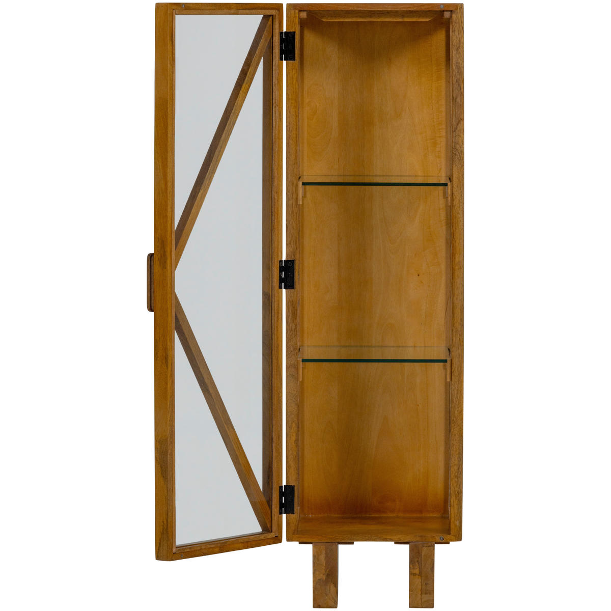 VITRINE Kella in vollmassiv Mangoholz Naturfarben  - Naturfarben, Design, Glas/Holz (40/137/39cm) - Livetastic