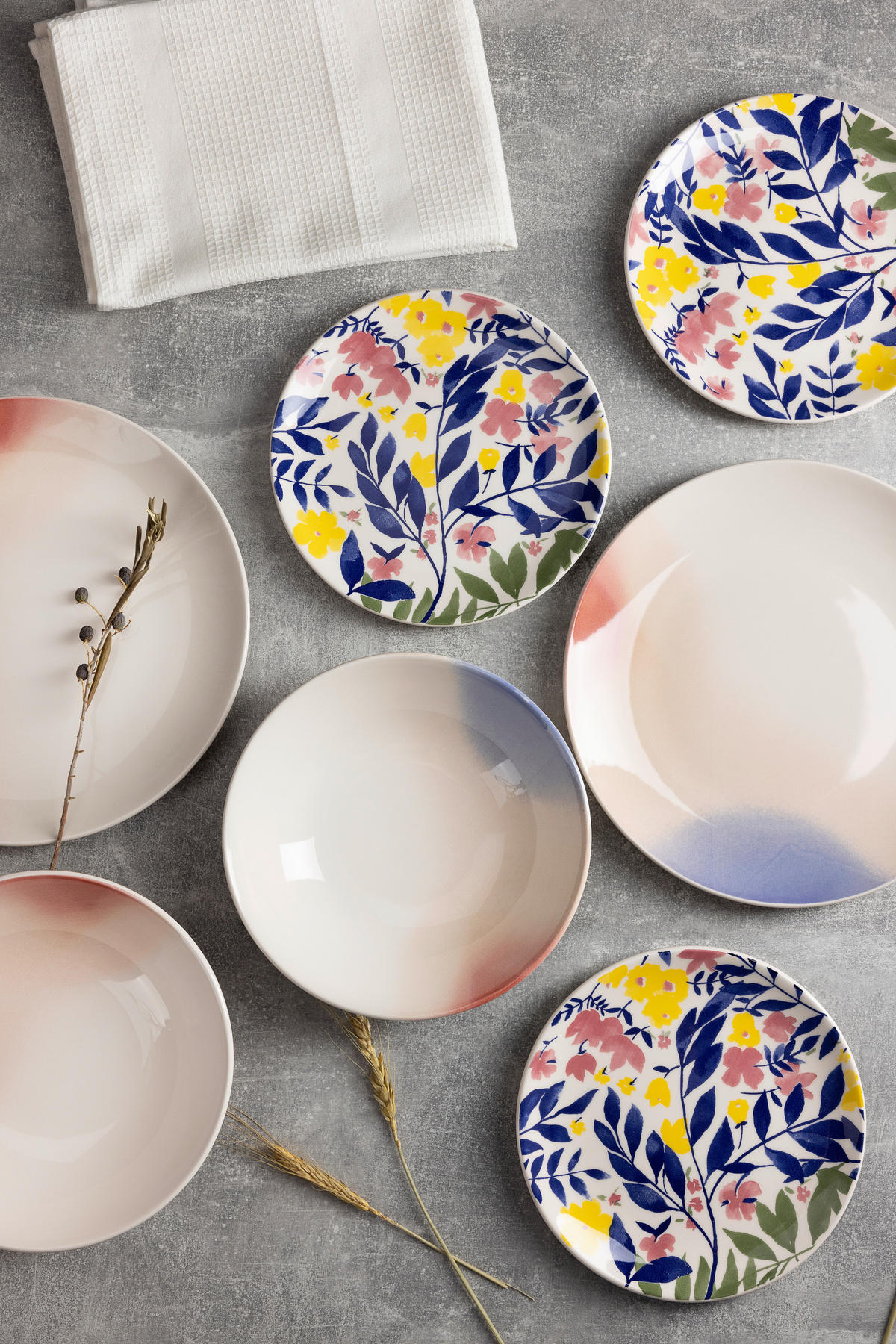 SERVICIU DE MASĂ 18 piese  - roz aprins/alb, Lifestyle, ceramică - Novel