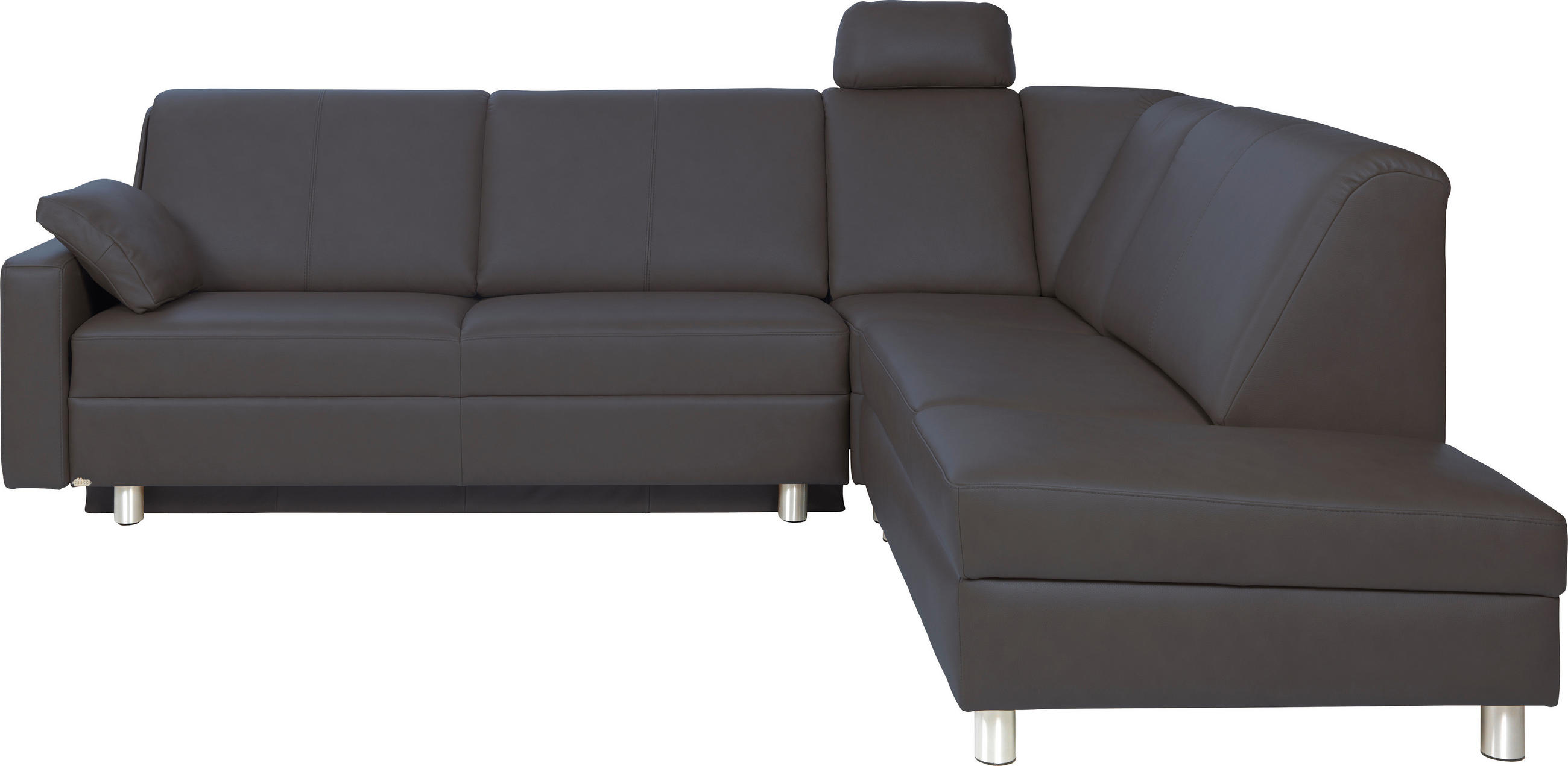ECKSOFA in Echtleder Grau  268/217 cm  - Alufarben/Grau, KONVENTIONELL, Leder/Metall (268/217cm) - Sedda
