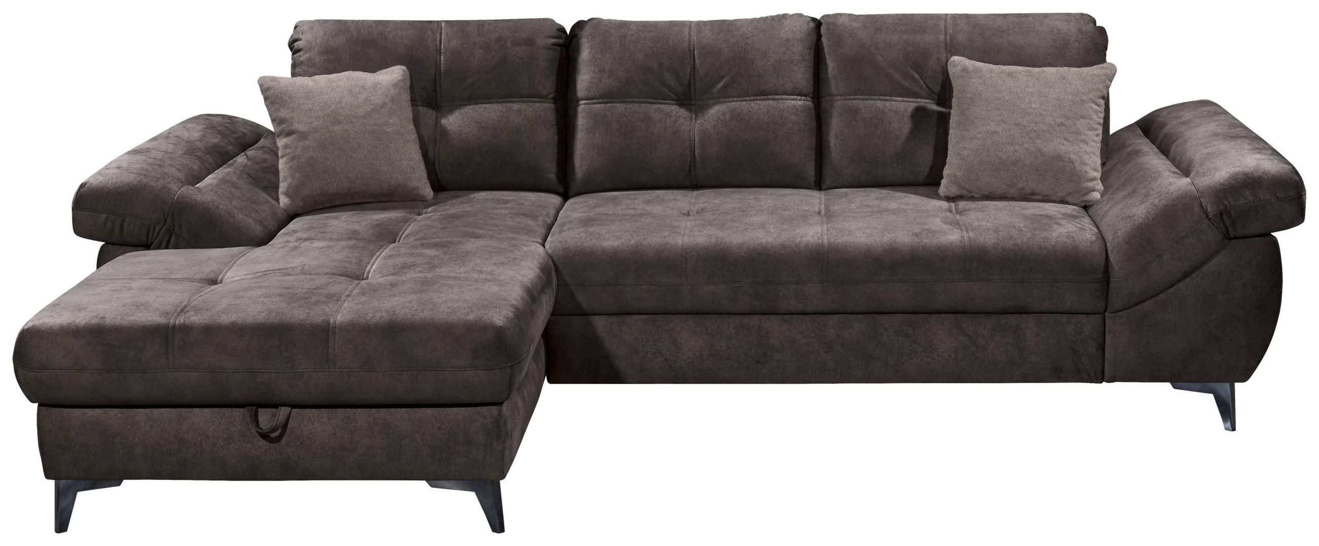 KUTNA GARNITURA tekstil  tamno smeđa   - tamno smeđa/srebrne boje, Konvencionalno, tekstil/plastika (170/288cm) - MID.YOU