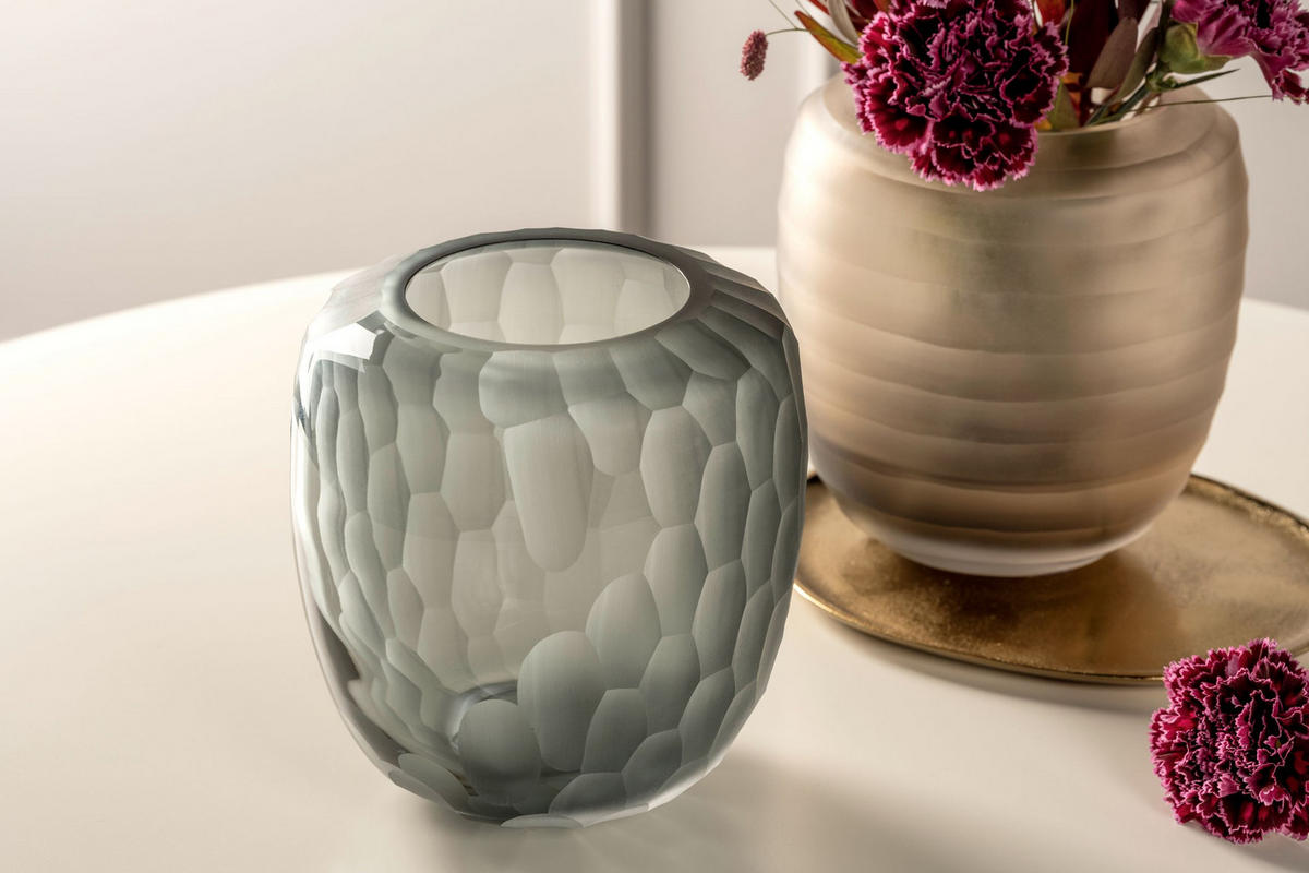 VASE  - Grau, KONVENTIONELL, Glas (16,50/17,50/16,50cm) - Leonardo