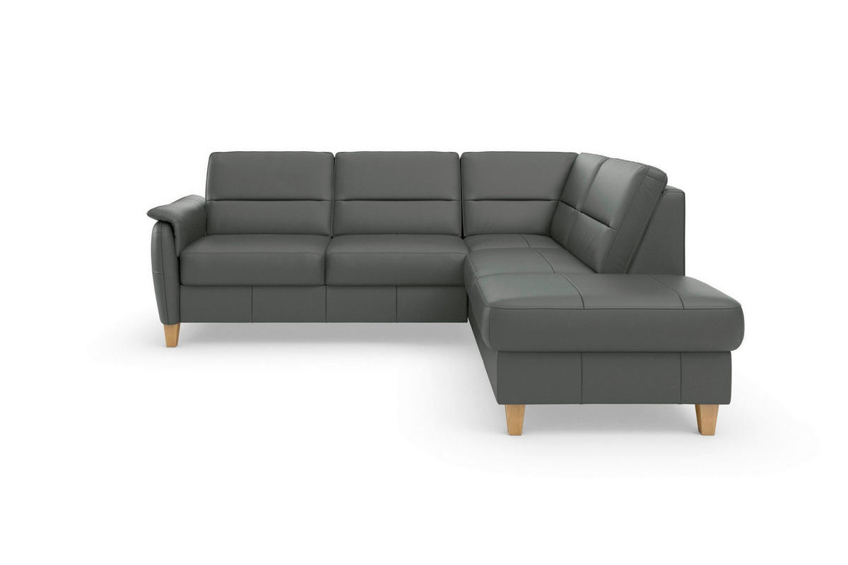 ECKSOFA PALMERA E in Echtleder Anthrazit  236/212 cm  - Eichefarben/Anthrazit, Basics, Leder/Holz (236/212cm) - Sit & More