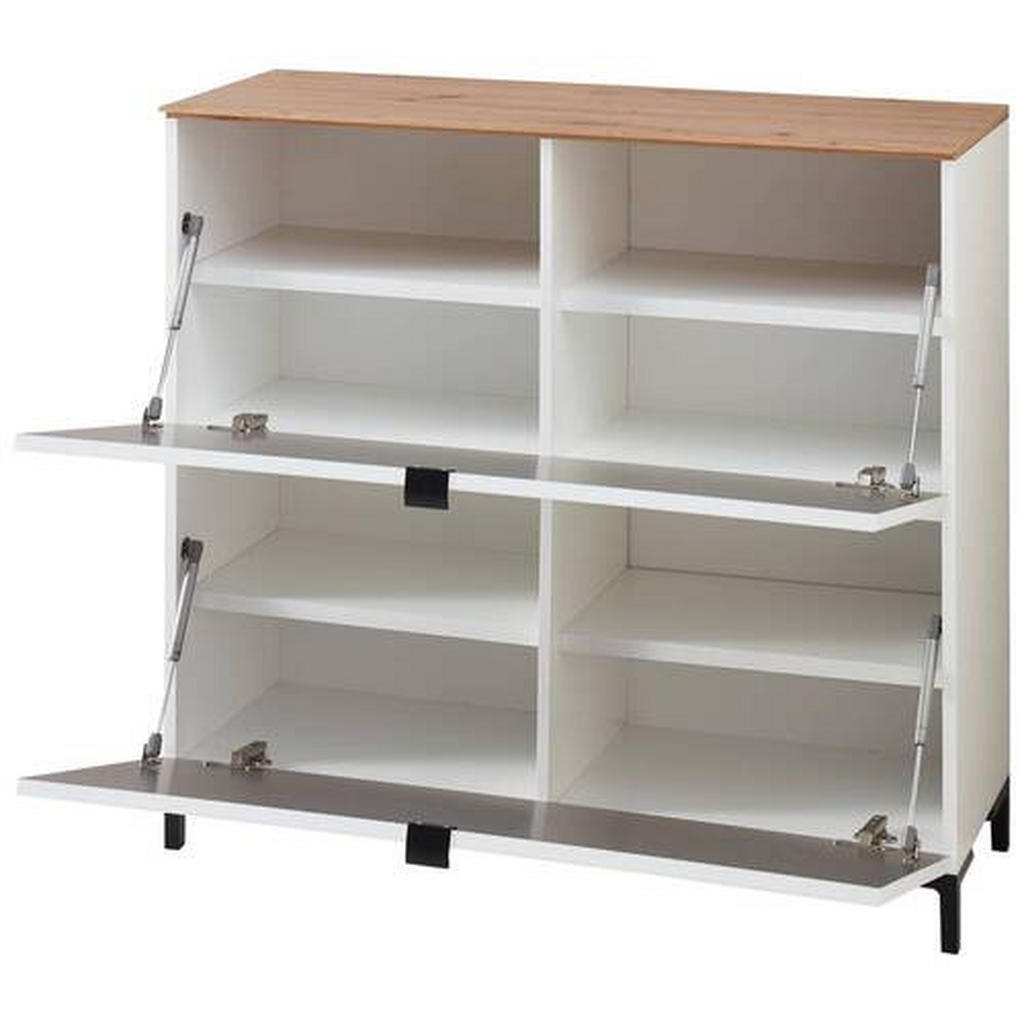 Thumbnail - Voleo Schuhkipper, Weiß, Eiche Artisan, Holzwerkstoff, 4 Fächer, 100x84x37 cm, Beimöbel erhältlich, hängend, Garderobe, ...