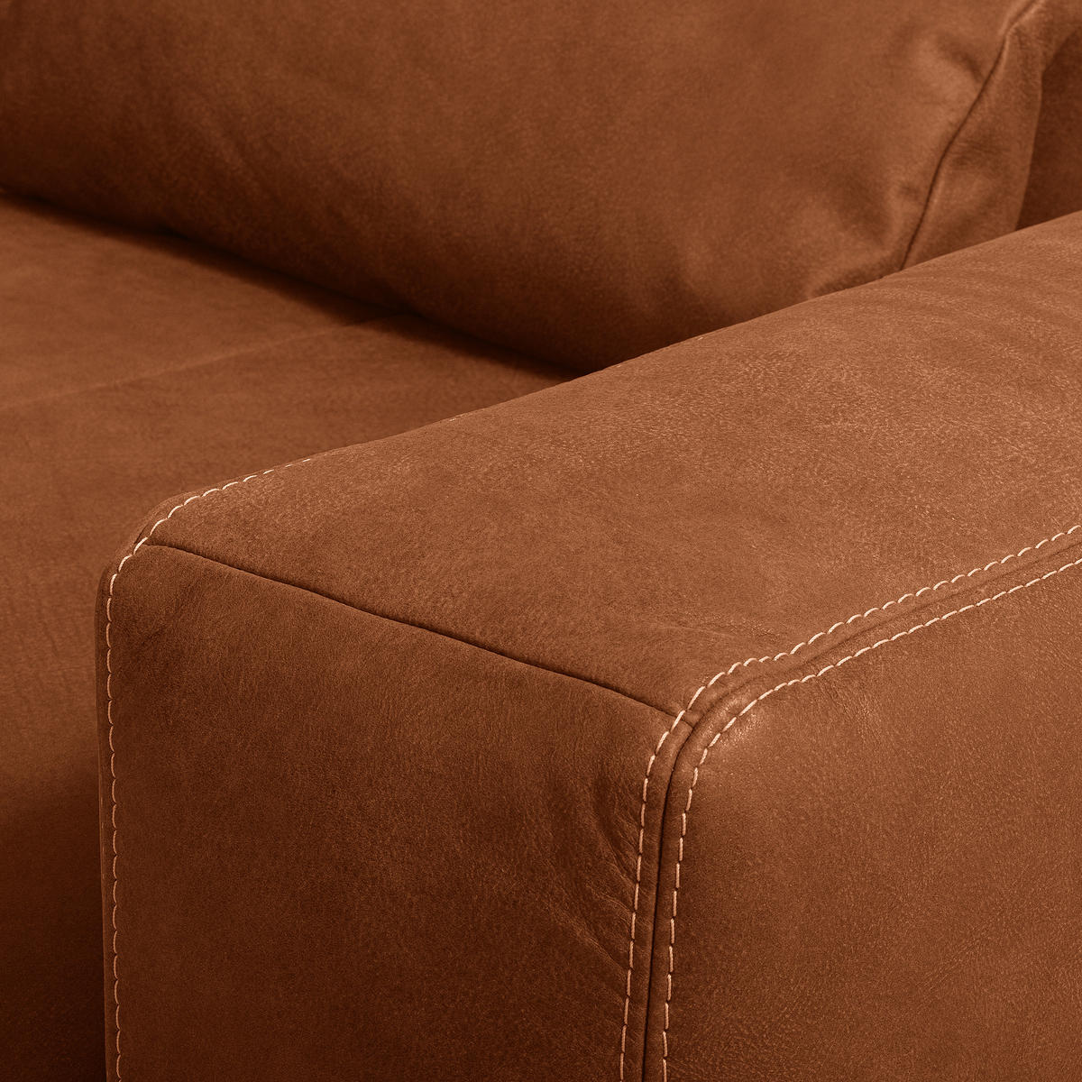 2-SITZER-SOFA  in Echtleder Karamell   - Beige/Karamell, Design, Leder/Kunststoff (240/85/123cm) - Livetastic