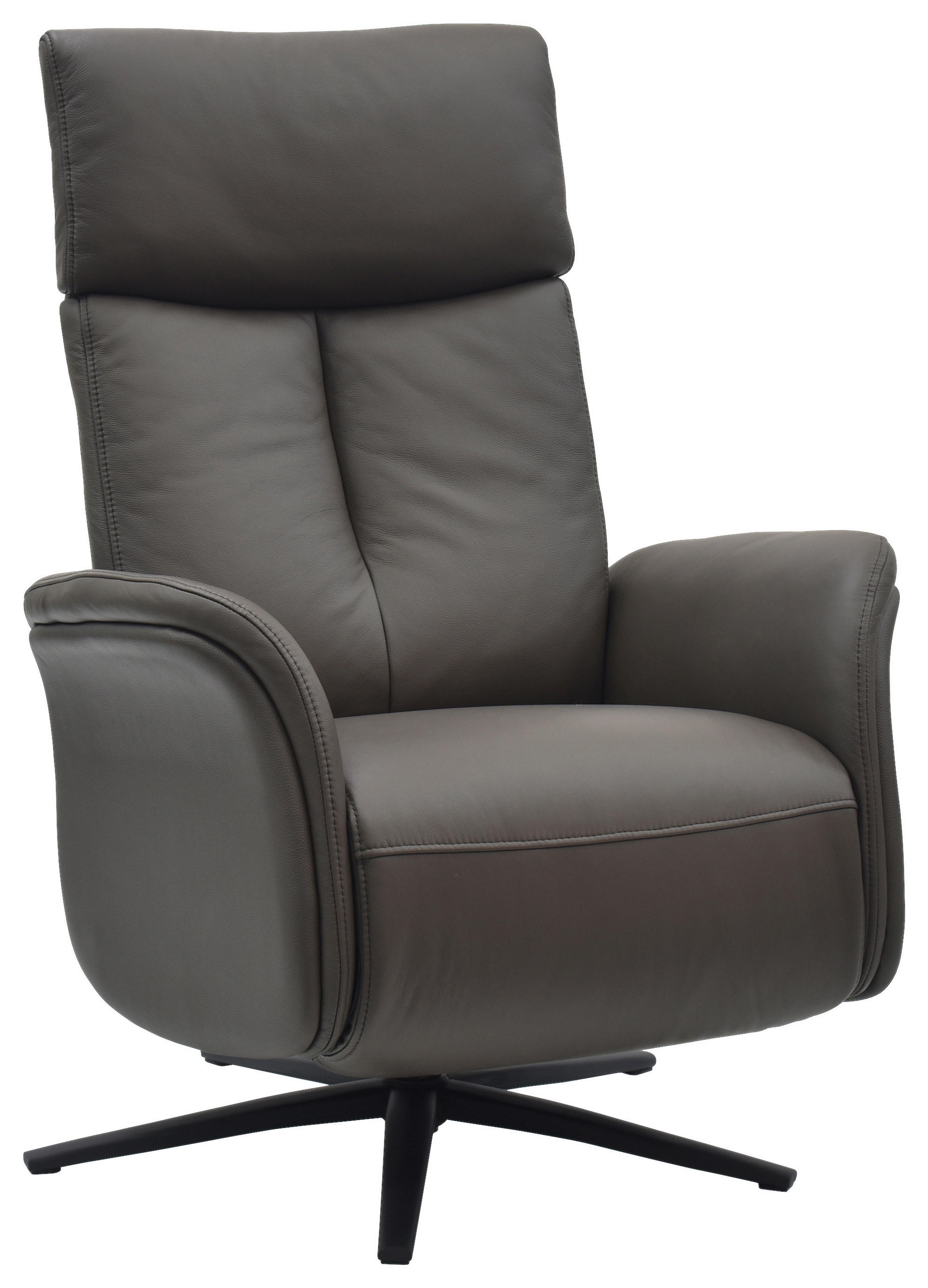 RELAXSESSEL Lederlook Echtleder    - Dunkelbraun/Schwarz, Design, Leder/Holz (75/109/84/148/84cm) - Livetastic