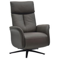 RELAXSESSEL Lederlook Echtleder    - Dunkelbraun/Schwarz, Design, Leder/Holz (75/109/84/148/84cm) - Livetastic