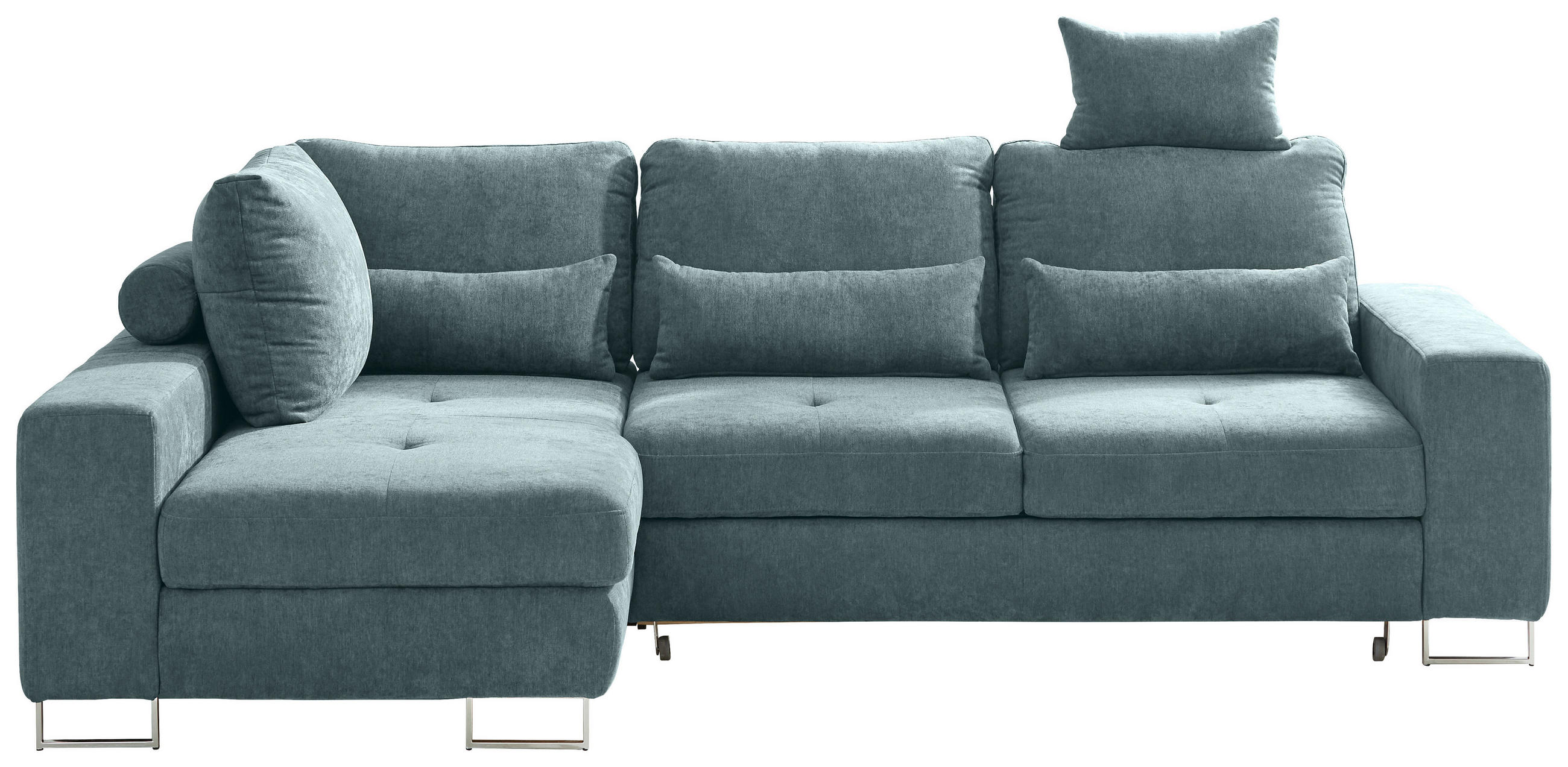 ECKSOFA Grün Flachgewebe  - Grün, Design, Textil/Metall (188/260cm) - Hom`in