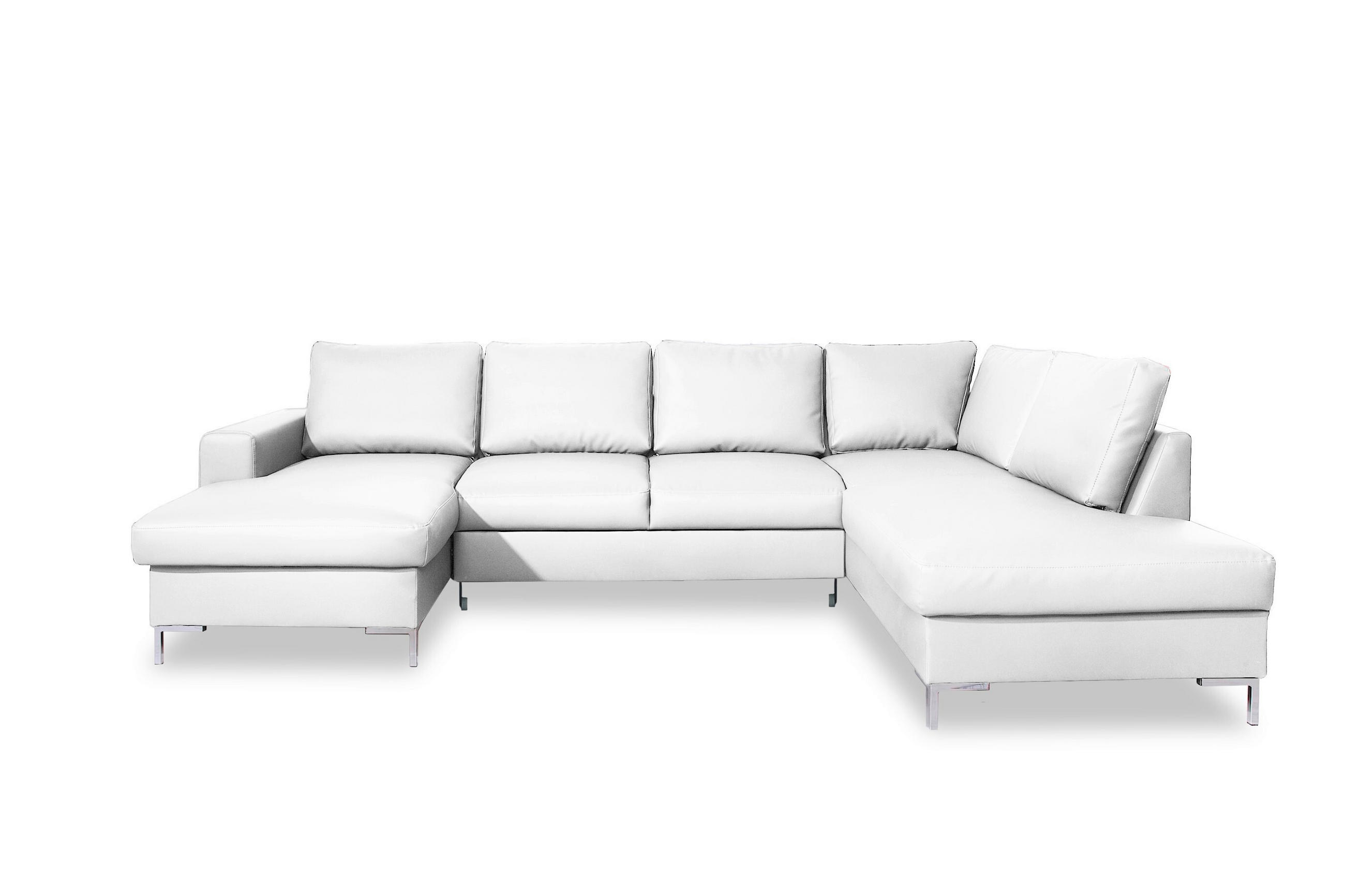 SOFFA i läderimitation vit  - vit/silver, Design, metall/läder (148/303/197cm) - MID.YOU