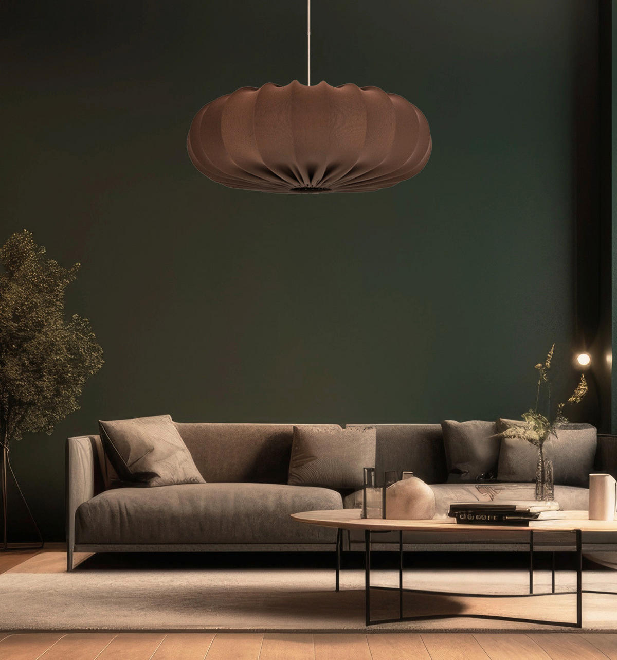 PENDELLEUCHTE 66/66/120 cm  - Weiß/Mokka, KONVENTIONELL, Kunststoff/Metall (66/66/120cm)