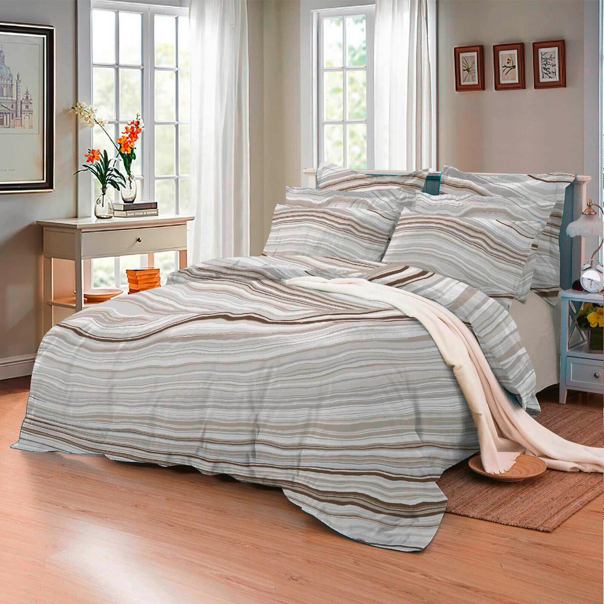 POSTELJNINA SAFIRA 140/200 cm saten naravne barve  - naravne barve, Konvencionalno, tekstil (140/200cm) - Esposa