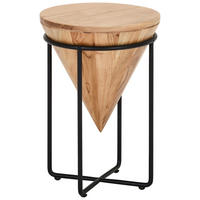 BEISTELLTISCH 31/31/46 cm Akazie vollmassiv Schwarz, Akaziefarben rund  - Schwarz/Akaziefarben, LIFESTYLE, Holz/Metall (31/31/46cm) - Landscape