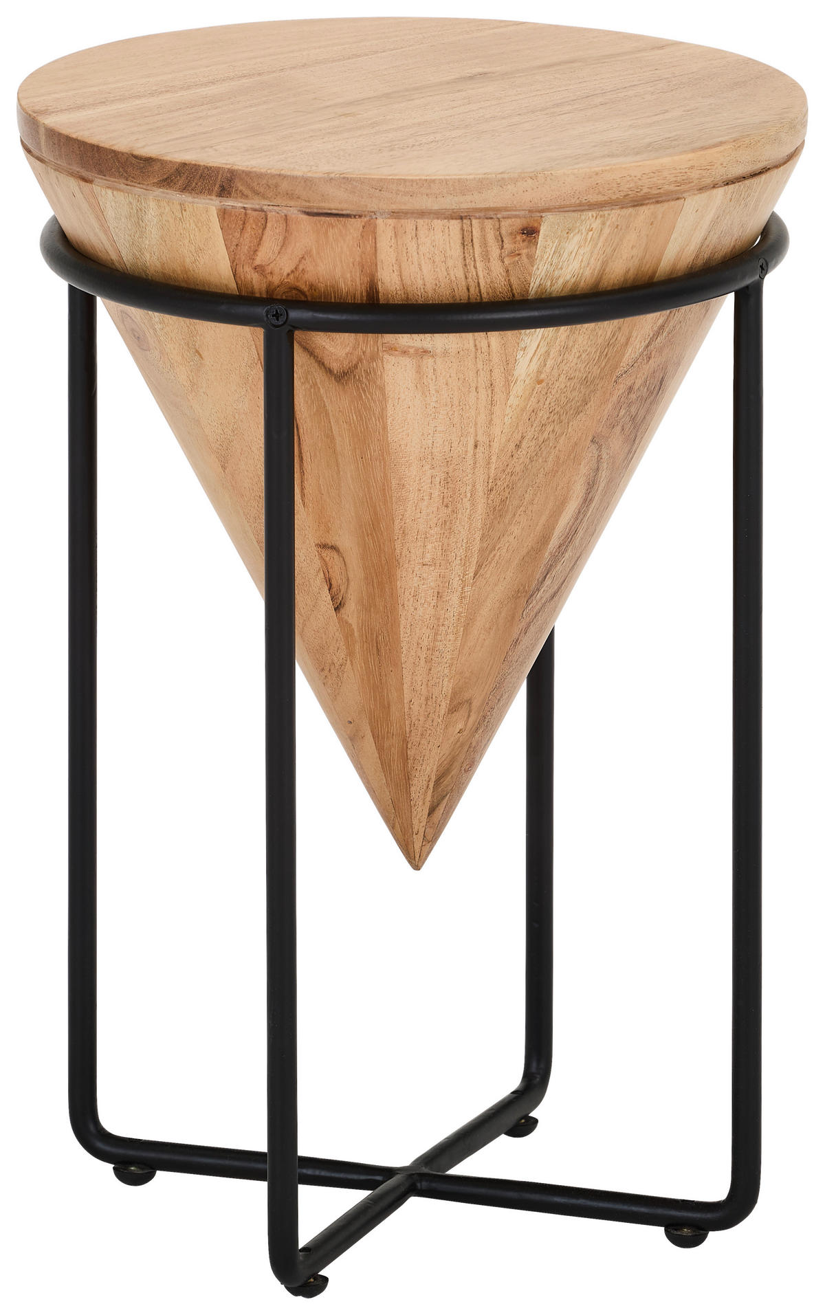 BEISTELLTISCH 31/31/46 cm Akazie vollmassiv Schwarz, Akaziefarben rund  - Schwarz/Akaziefarben, LIFESTYLE, Holz/Metall (31/31/46cm) - Landscape