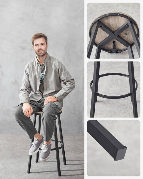 BARHOCKER-SET in Schwarz, Eschefarben  - Eschefarben/Schwarz, Basics, Holzwerkstoff/Metall (54/99/54cm) - Boxxx