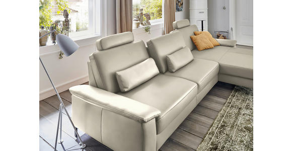 ECKSOFA  in Echtleder Ecru  334/176 cm  - Ecru/Schwarz, Design, Leder/Metall (334/176cm) - Dieter Knoll
