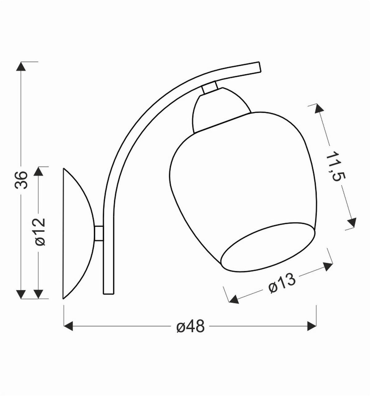 WANDLEUCHTE 12,8/12,5/21,5 cm   - Bernsteinfarben/Schwarz, KONVENTIONELL, Metall (12,8/12,5/21,5cm)