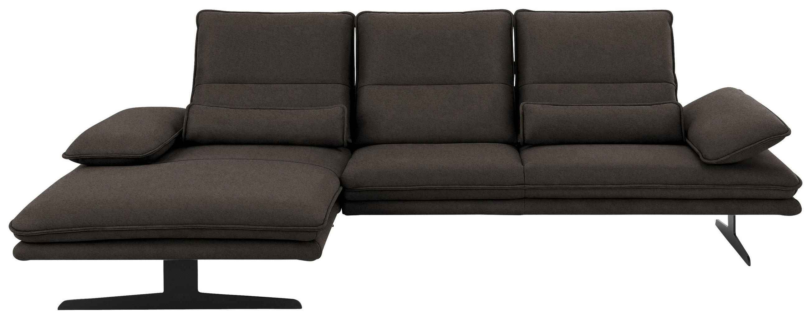 ECKSOFA in Mikrofaser Mokka  - Schwarz/Mokka, Design, Textil/Metall (164/291cm) - Chilliano