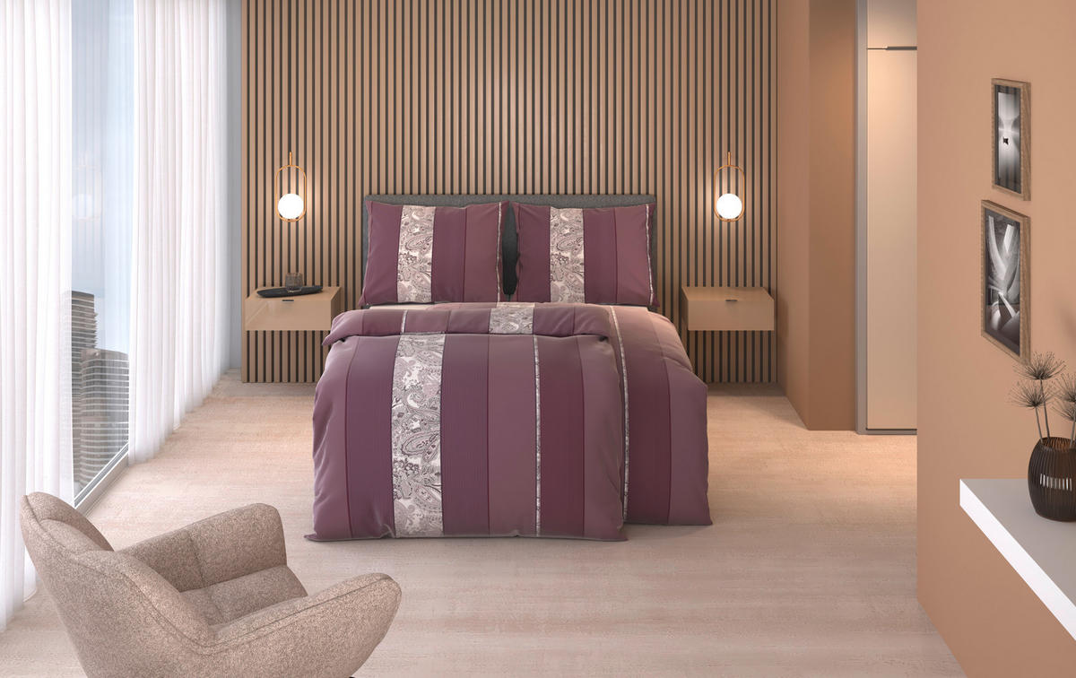 BETTWÄSCHE 2-teilig STRIPES DK Satin 140/200 cm  - Violett, Design, Textil (140/200cm) - Dieter Knoll