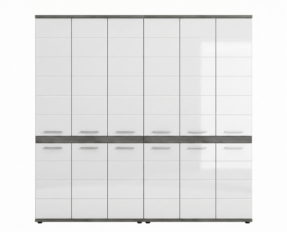 BADEZIMMER 2-teilig  in 180 cm  - Weiß Hochglanz/Silberfarben, Trend, Holzwerkstoff/Kunststoff (180cm) - MID.YOU