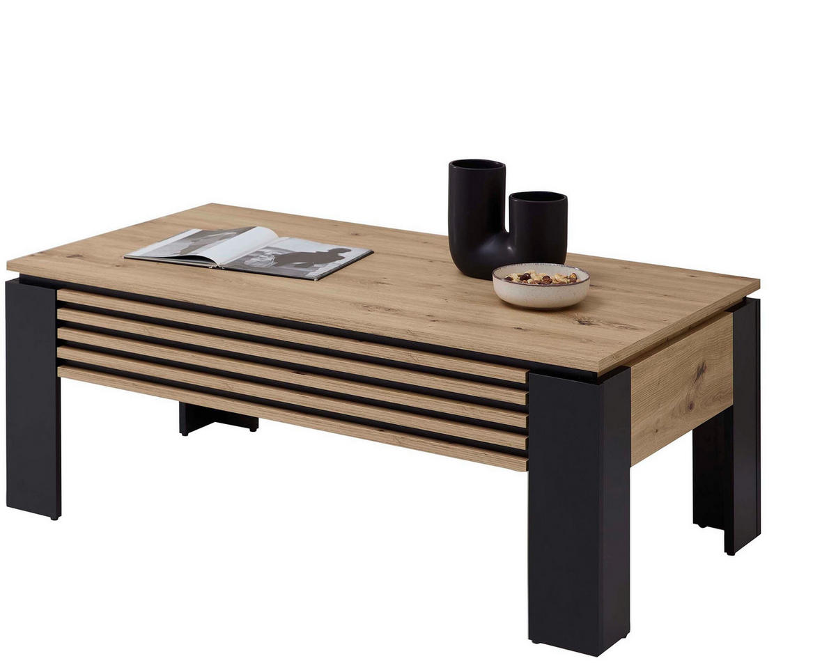 COUCHTISCH 60/110/43-65 cm rechteckig Schwarz, Eiche Artisan  - Schwarz/Eiche Artisan, Design, Holzwerkstoff (60/110/43-65cm) - MID.YOU