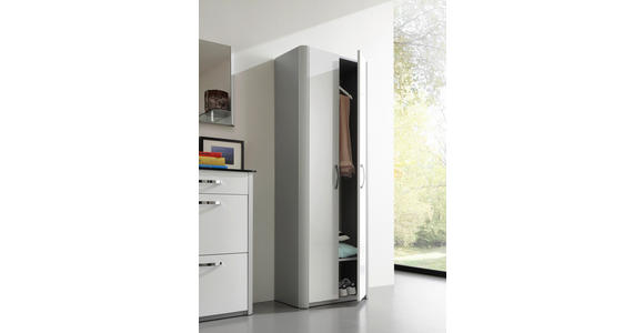 GARDEROBENSCHRANK 66/187/37,5 cm  - Chromfarben/Alufarben, Design, Glas/Holzwerkstoff (66/187/37,5cm) - Moderano