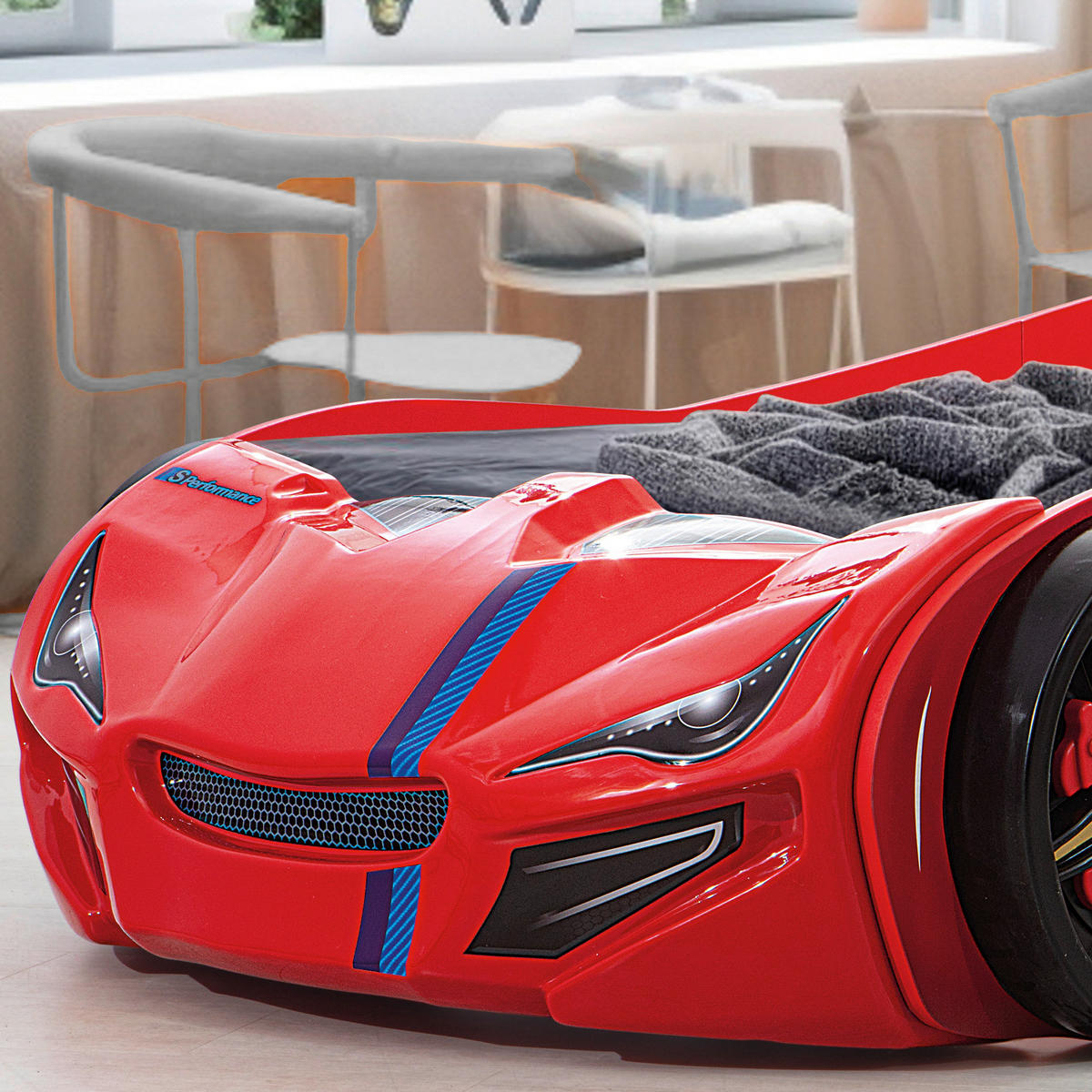 AUTOBETT 90/200 cm Rot  - Rot/Braun, Design, Holz/Holzwerkstoff (90/200cm) - Xora