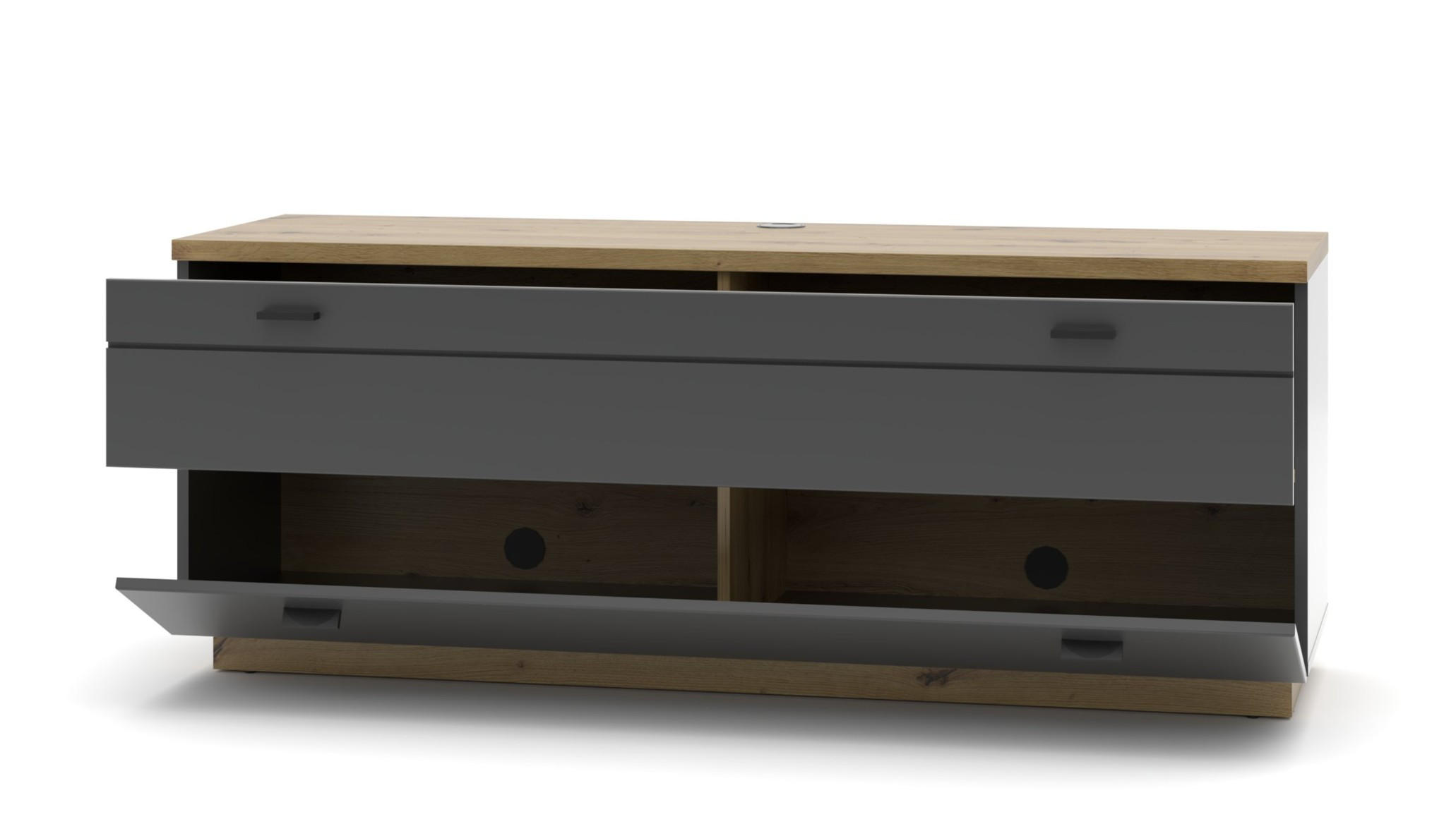 LOWBOARD  in 150/60/47 cm  - Graphitfarben/Schwarz, Design, Holzwerkstoff (150/60/47cm) - MID.YOU
