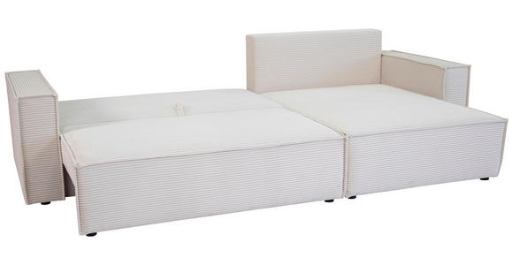 ECKSOFA inkl. Funktionen Creme Cord  - Creme/Schwarz, Design, Textil (267/141cm) - Xora