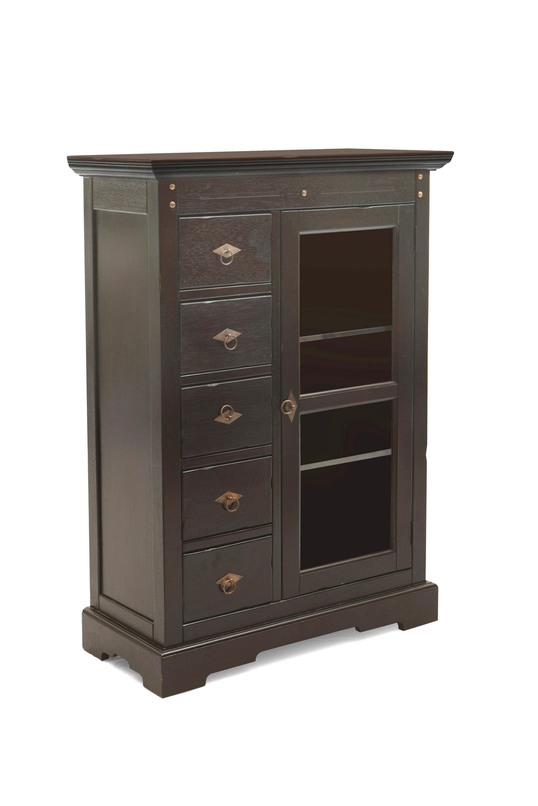 MEHRZWECKSCHRANK 86/122,5/39 cm  in Schwarz  - Messingfarben/Schwarz, MODERN, Glas/Holz (86/122,5/39cm) - MID.YOU
