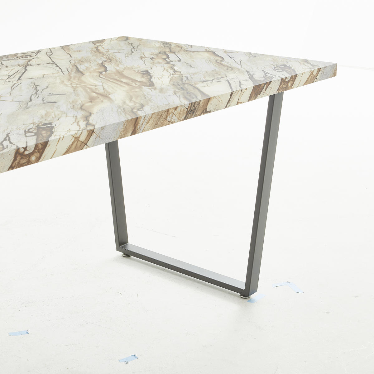 JÍDELNÍ STŮL, hnědá, bílá, 160/90/76 cm - bílá/černá, Moderní, kov/kompozitní dřevo (160/90/76cm) - P & B