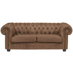 CHESTERFIELD-SOFA in Lederlook Braun  - Wengefarben/Braun, LIFESTYLE, Holz/Textil (206/76,5/96cm) - Landscape