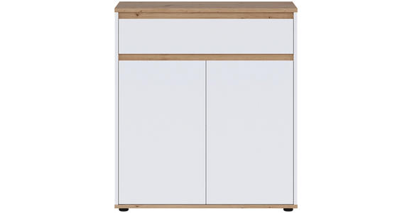 KOMMODE , 80/93/38 cm, 1 Schublade(n)  - Schwarz/Weiß, MODERN, Holzwerkstoff/Kunststoff (80/93/38cm) - Carryhome