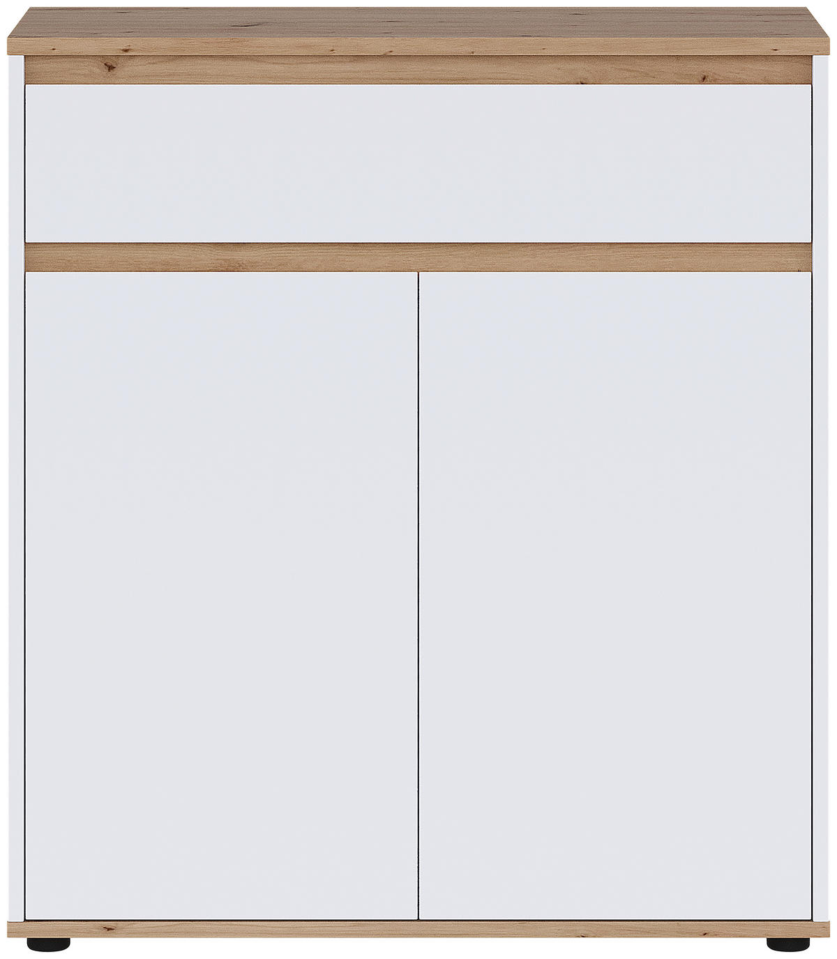 KOMMODE , 80/93/38 cm, 1 Schublade(n)  - Schwarz/Weiß, MODERN, Holzwerkstoff/Kunststoff (80/93/38cm) - Carryhome