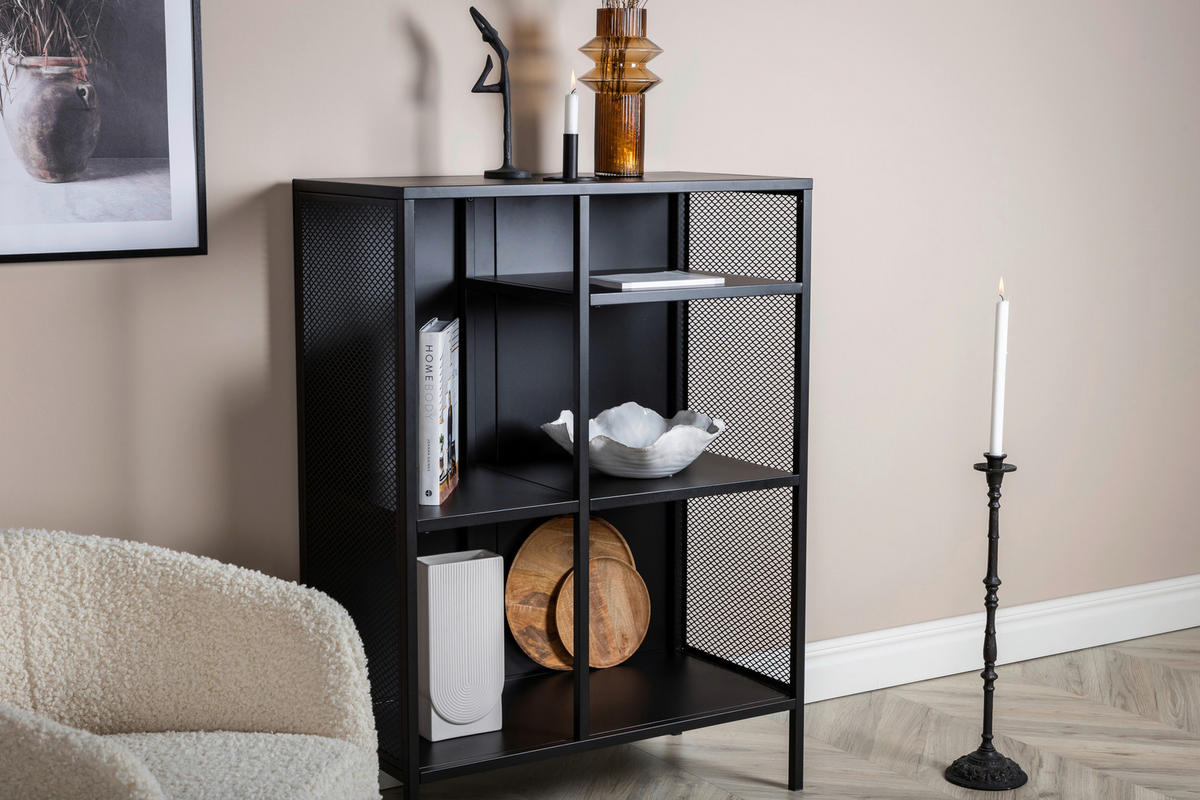 BÜCHERWAND Schwarz  - Schwarz, Design, Metall (80/110/40cm) - Livetastic