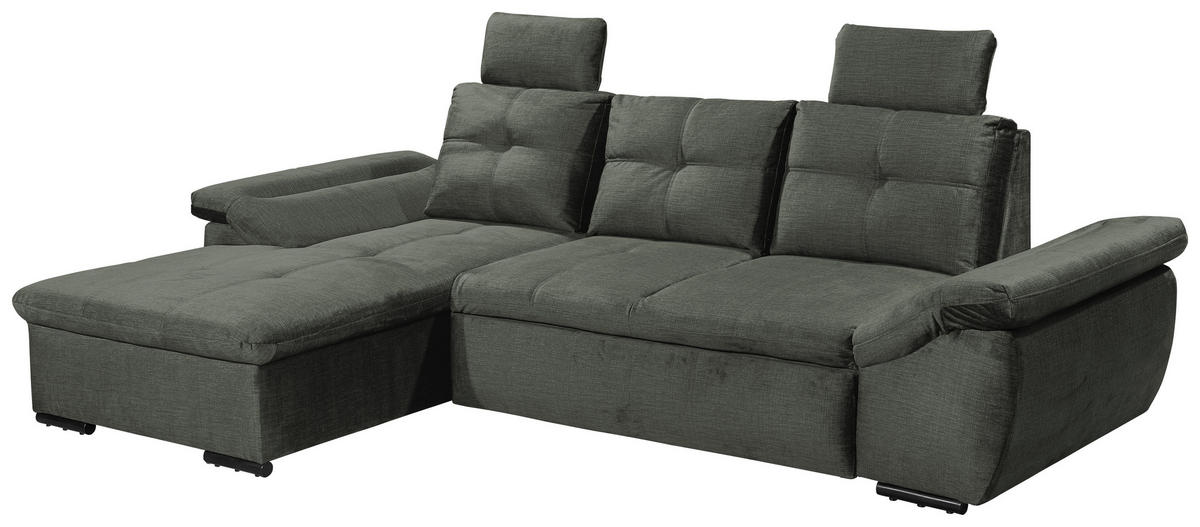 ECKSOFA in Mikrovelours Dunkelgrün  - Dunkelgrün/Schwarz, Konventionell, Kunststoff/Textil (170/275cm) - Carryhome