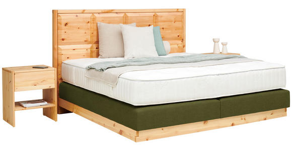 BOXSPRINGBETT 180/200 cm  in Grün, Zirbelkieferfarben  - Zirbelkieferfarben/Grün, Natur, Holz/Textil (180/200cm) - Valnatura