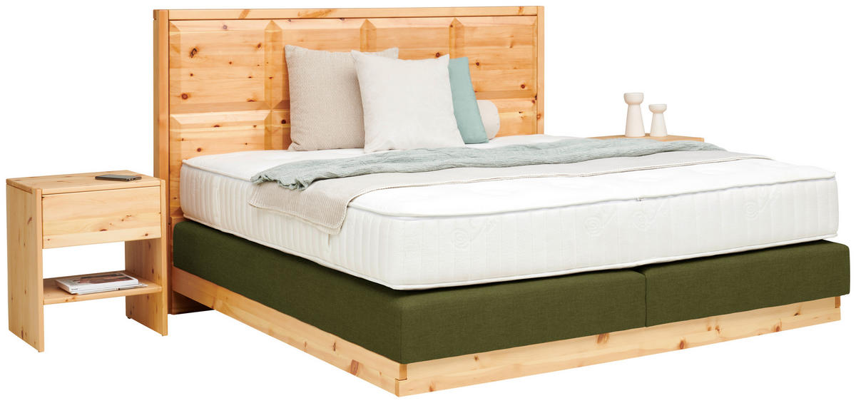 BOXSPRINGBETT 180/200 cm  in Grün, Zirbelkieferfarben  - Zirbelkieferfarben/Grün, Natur, Holz/Textil (180/200cm) - Valnatura