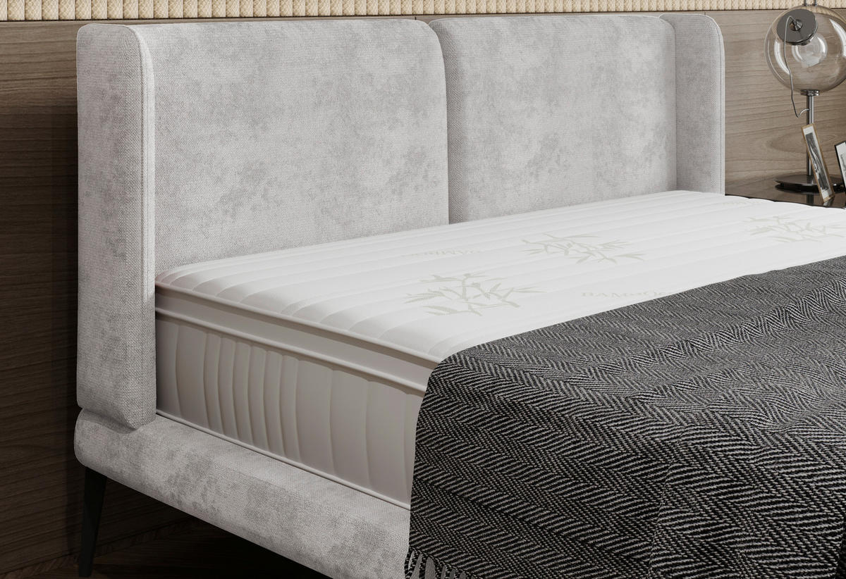 Polsterbett inkl. Matratze 180/200 cm  in Creme  - Weiss/Creme, Modern, Textil/Metall (180/200cm) - Livetastic