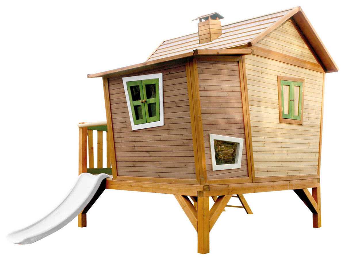 SPIELHAUS 123/12,8/152 cm  - Weiss/Braun, Konventionell, Holz/Kunststoff (123/12,8/152cm)