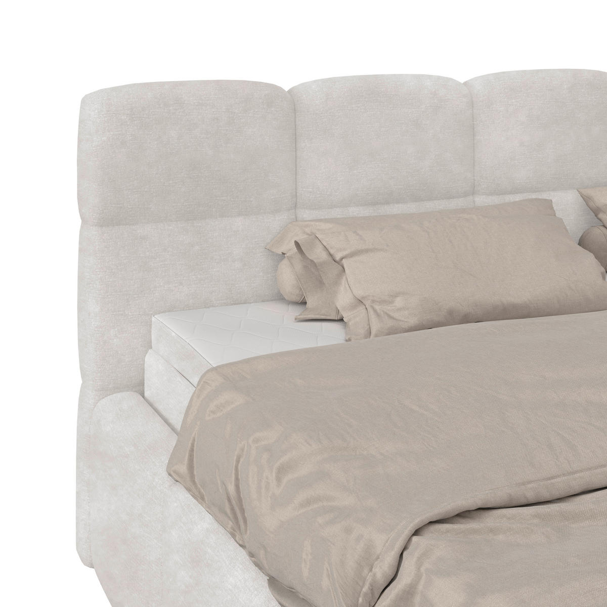 POLSTERBETT 160/200 cm,  in Creme, Matratze, Bettkasten, H3 = fest  - Creme/Schwarz, Trend, Kunststoff/Textil (160/200cm)