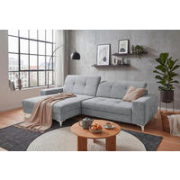 ECKSOFA Mikrovelours Hellgrau  - Kaschmir/Hellgrau, Design, Kunststoff/Textil (182/328cm) - MID.YOU