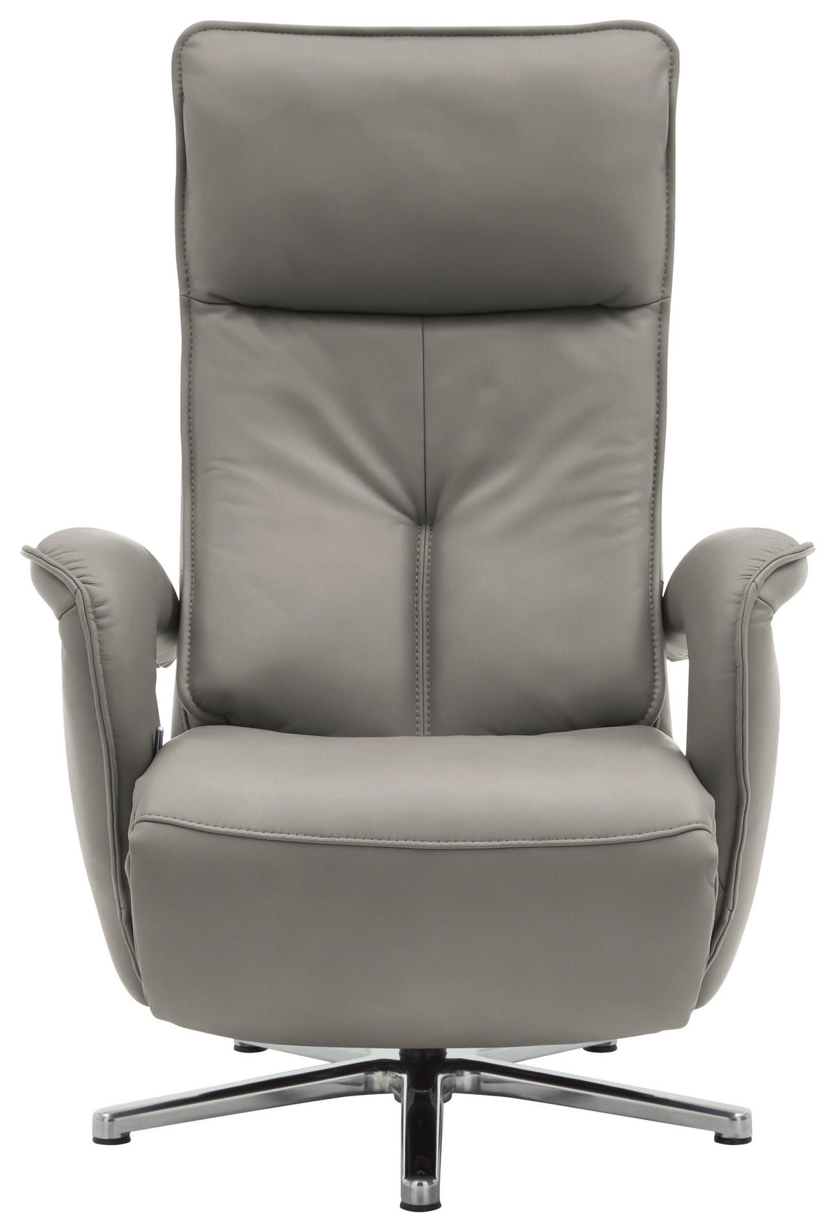 RELAXSESSEL in Leder Hellgrau  - Chromfarben/Hellgrau, Design, Leder/Metall (77/110/87cm) - Valdera