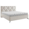 POLSTERBETT gepolstertes Kopfteil, Lattenrost 180/200 cm  in Creme  - Creme/Schwarz, MODERN, Holz/Textil (180/200cm) - Boxxx