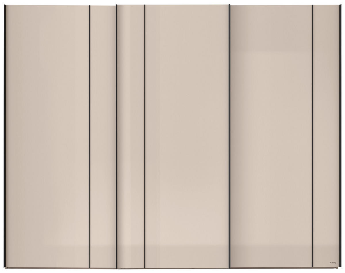 SCHWEBETÜRENSCHRANK 280/222/68 cm 3-türig Sandfarben  - Sandfarben/Schwarz, Design, Glas/Holzwerkstoff (280/222/68cm) - Musterring