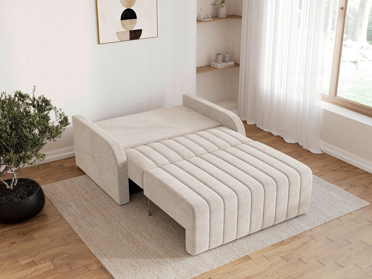 SCHLAFSOFA ALASKA 120 Taupe  inkl. Schlaffunktion, Stauraum  - Taupe/Schwarz, Design, Kunststoff/Textil (141/90/104cm) - MID.YOU