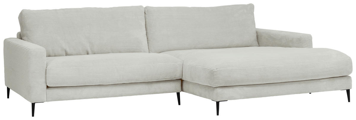 ECKSOFA in Cord Hellgrau  - Hellgrau/Schwarz, Design, Textil/Metall (272/190cm) - Lomoco