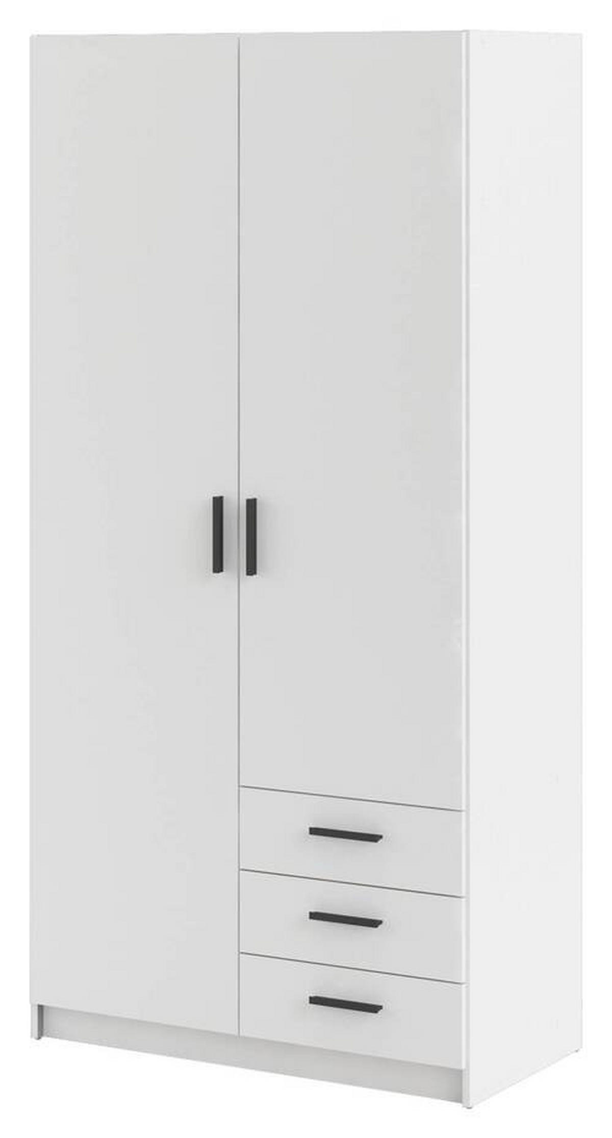 GARDEROB 98,5/200,4/49,8 cm 2-dörrar - vit/svart, Basics, metall/trämaterial (98,5/200,4/49,8cm) - Best Price